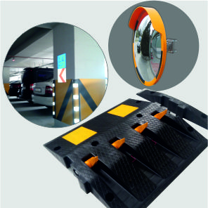 Parking Lot Equipment, Safety Mirrors and Pedestrian Channelizers
