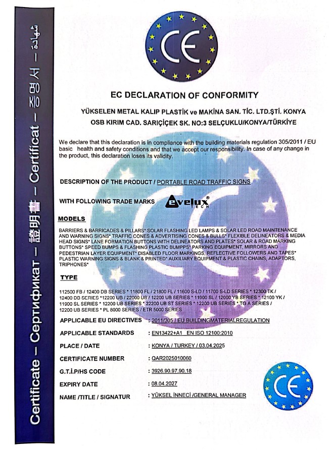 EC MEGFELELŐSÉGI NYILATKOZAT