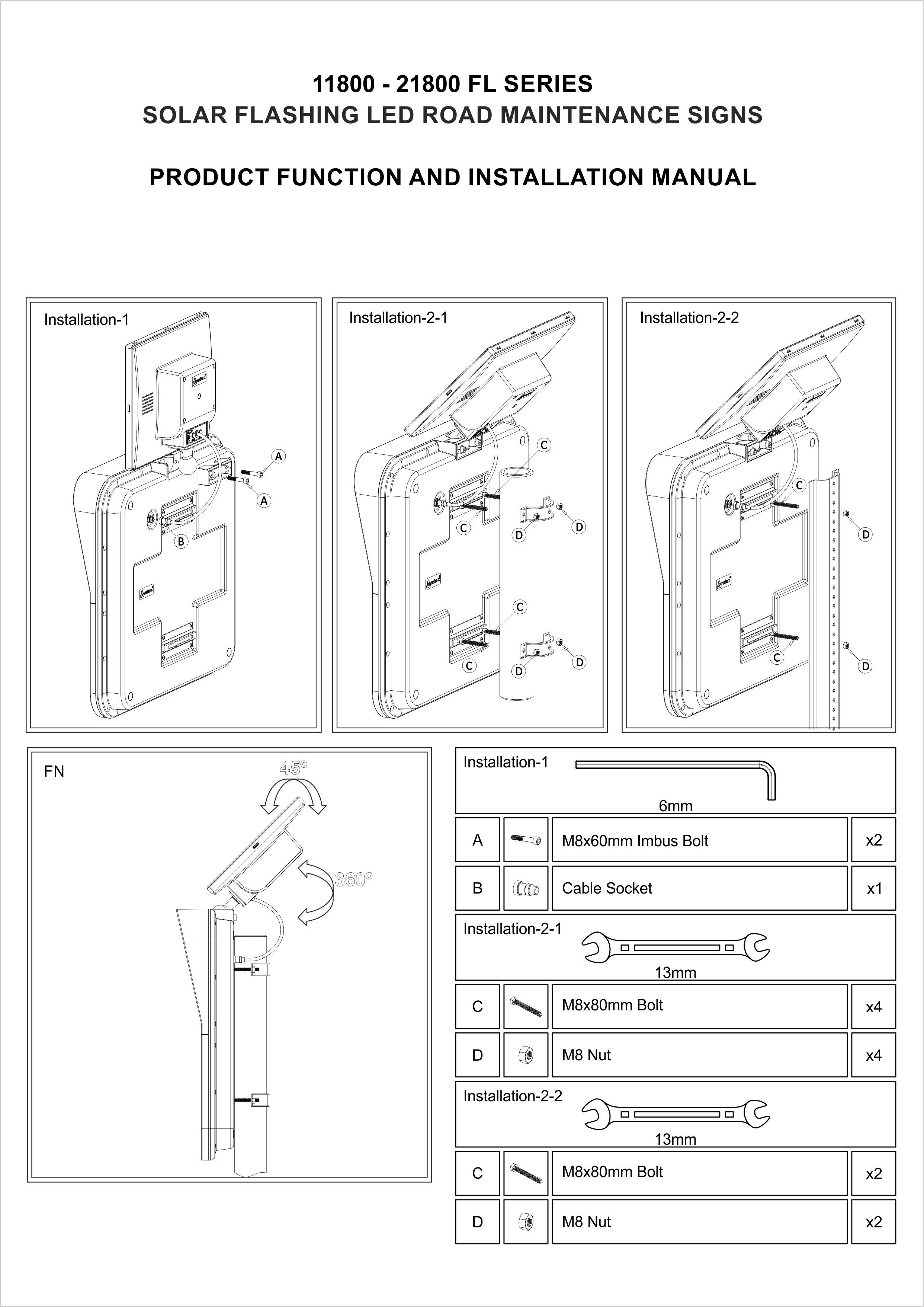 11800 FL - Şekil 1 INSTALLATION MANUAL