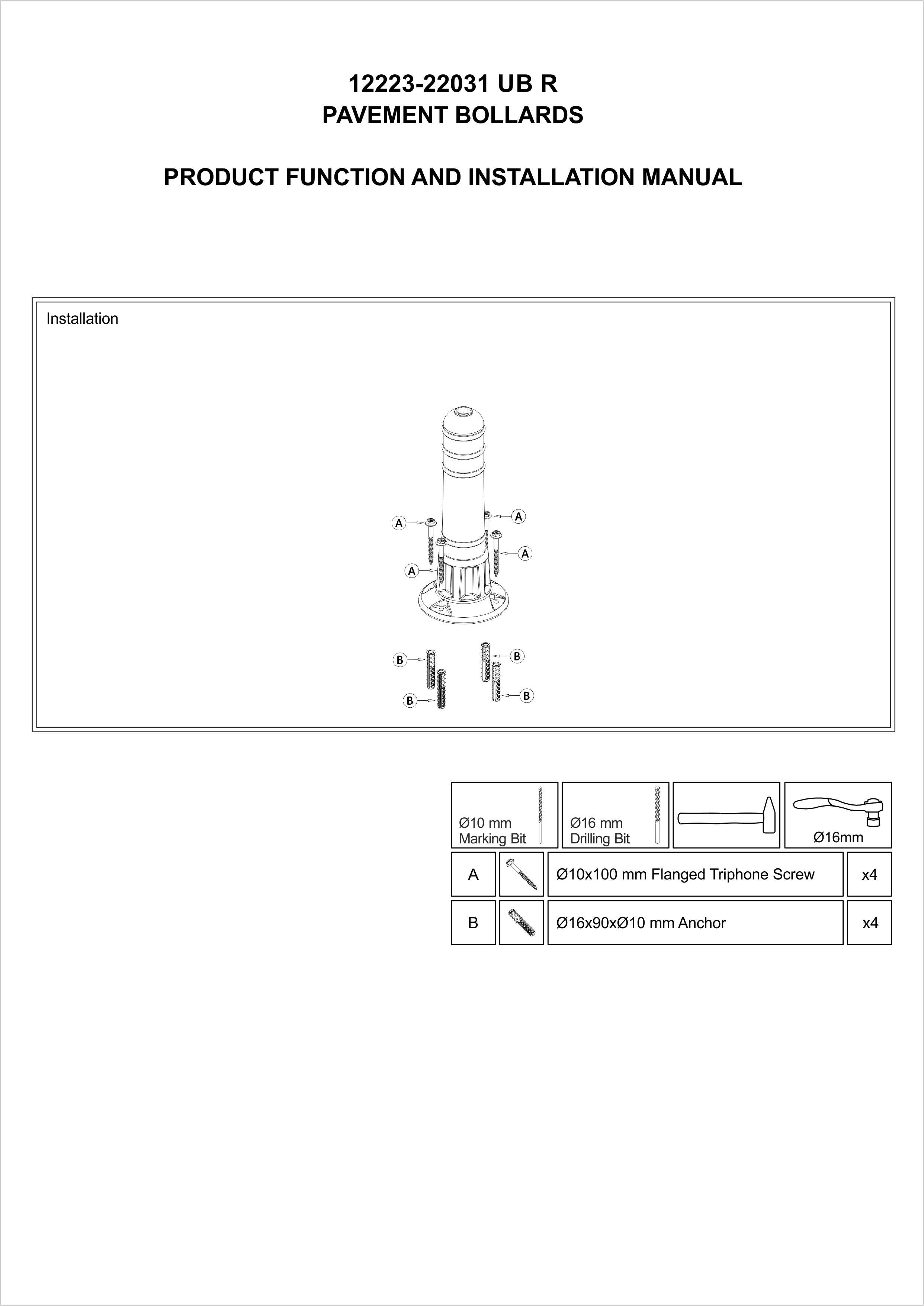22031 UB R INSTALLATION MANUAL