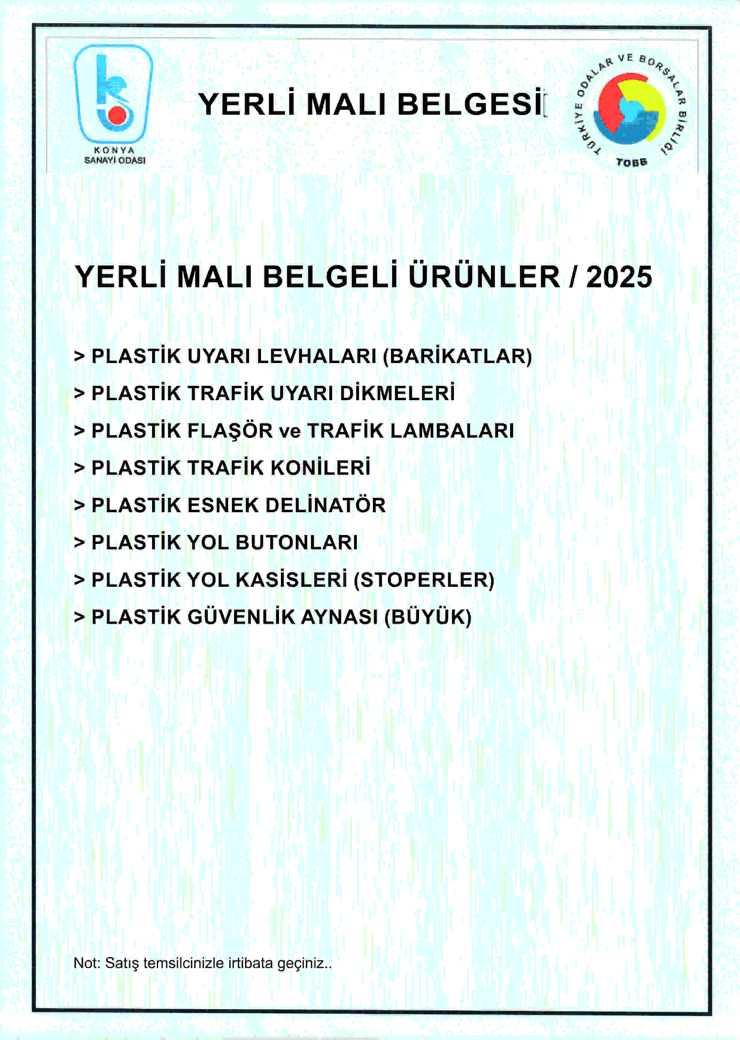 YERLİ MALI BELGELİ ÜRÜNLER